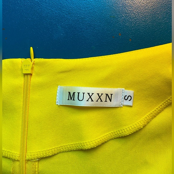 Pretty Yellow mid length dress with a cinched waist - Picture 3 of 4